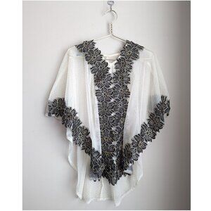 Unbranded 3D applique floral sheer mesh polka dot cape